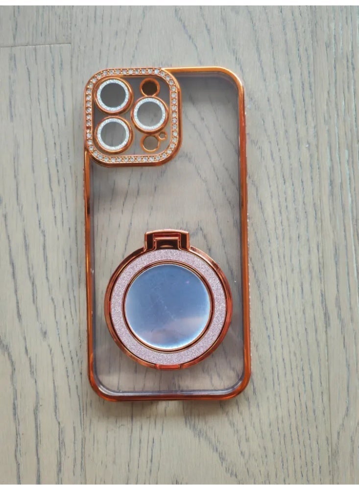 حقيبة هاتف واقية شفافة مغناطيسية مزينة بالكريستال مع مرآة، غطاء واقي لـ iPhone - Image 1