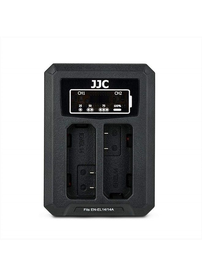 JJC EN-EL14a EN-EL14 Battery Charger USB Dual Slot for Nikon D3400 D3500 D5600 D5500 D5300 D5200 D5100 D3300 D3200 D3100 Df Coolpix P7800 P7700 P7200 P7100 P7000 Camera - Image 1
