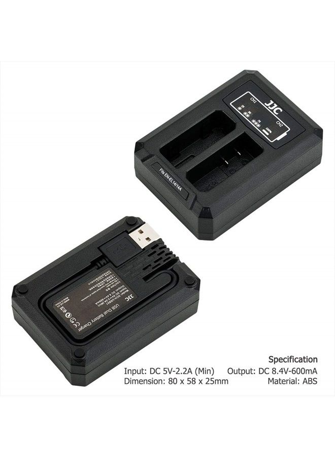 JJC EN-EL14a EN-EL14 Battery Charger USB Dual Slot for Nikon D3400 D3500 D5600 D5500 D5300 D5200 D5100 D3300 D3200 D3100 Df Coolpix P7800 P7700 P7200 P7100 P7000 Camera - Image 2