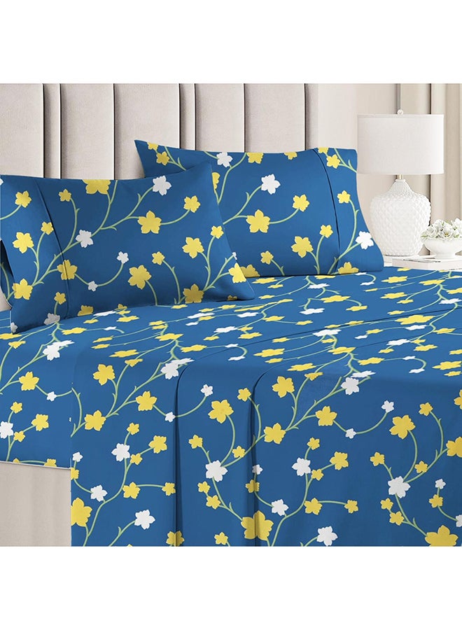 بي اس بي هوم ملاءة سرير مفرد مطبوعة بنقشة زهور كبيرة من قطن جليسي 180 خيط من BSB HOME®، مع غطاء وسادة بحجم كينغ (المقاس: 60 × 90 بوصة، 4 × 6 أقدام) - Image 2