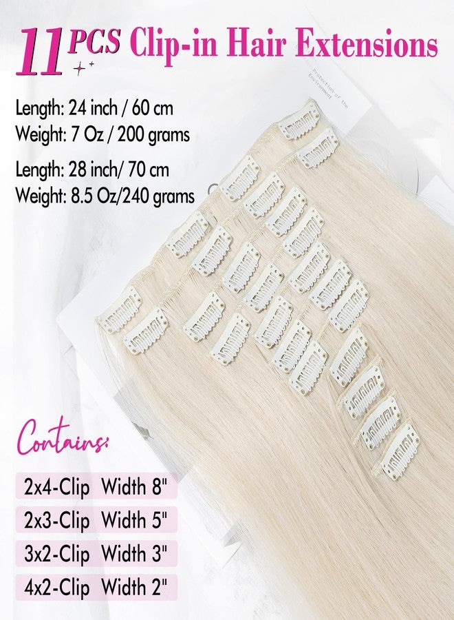 REECHO Hair Extensions, 11PCS Clip in Hair Extensions 28" Long Straight hair extensions HE005 Natural Soft Synthetic Hairpieces for Women Platinum Blonde - Image 2
