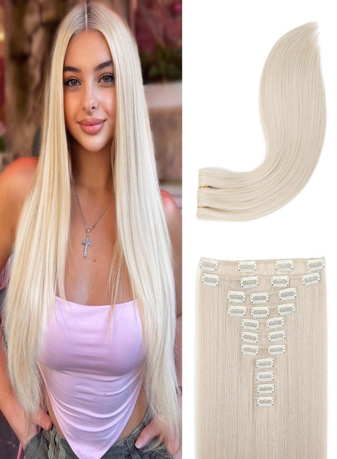 REECHO Hair Extensions, 11PCS Clip in Hair Extensions 28" Long Straight hair extensions HE005 Natural Soft Synthetic Hairpieces for Women Platinum Blonde - Image 1