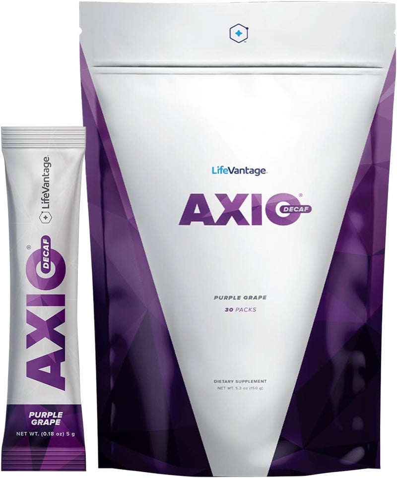 LifeVantage مسحوق مشروب الطاقة العادي AXIO بنكهة العنب الأرجواني 30 عبوة مسحوق طاقة فوري مكمل طاقة في مزيج مشروب مع فيتامينات B DMAE L-Theanine كيرسيتين شاي أخضر مستخلص لحاء الصنوبر - Image 1