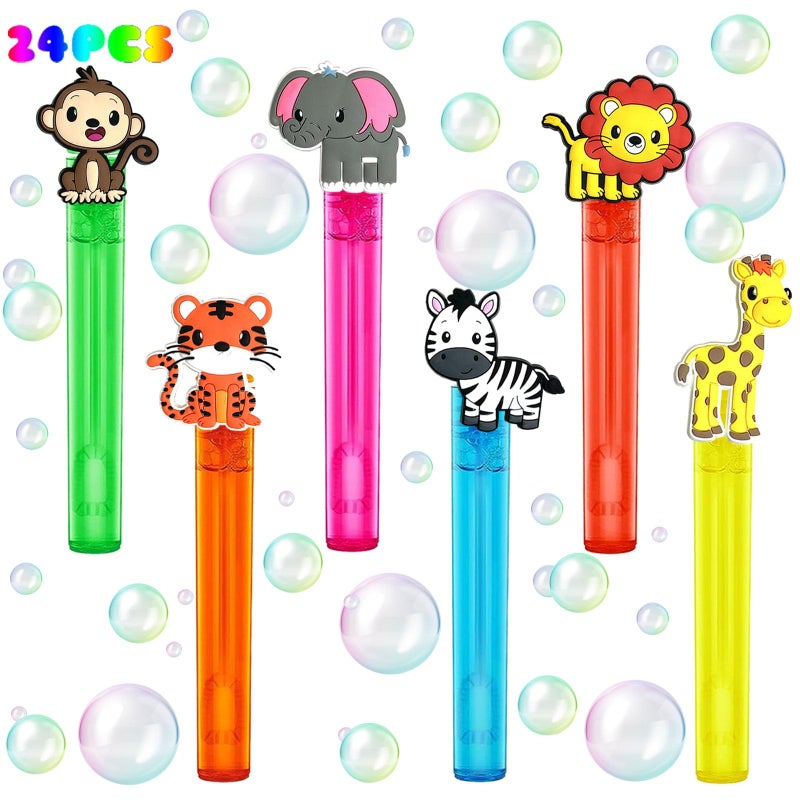 uoyoi Jungle Safari Party Favors24Pcs Wild Animals Bubble Wands for KidsZoo Bubble Wand for Safari Wild One Birthday Party SuppliesPinata Baby Shower Goodie Bag Stuffers Gift - Image 3