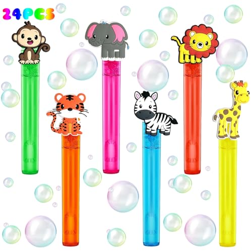 uoyoi Jungle Safari Party Favors24Pcs Wild Animals Bubble Wands for KidsZoo Bubble Wand for Safari Wild One Birthday Party SuppliesPinata Baby Shower Goodie Bag Stuffers Gift - Image 1