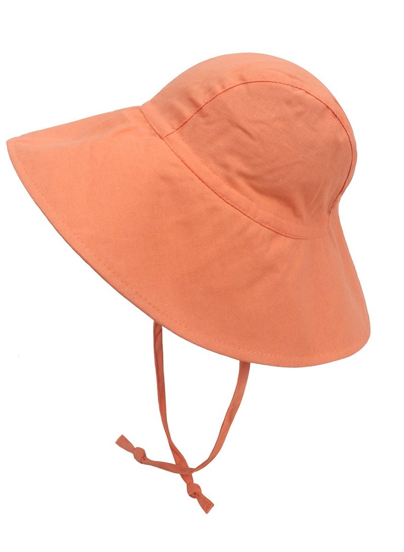 Children's Outdoor Sun Hat With Large Brim Orange Pink  - Image 2