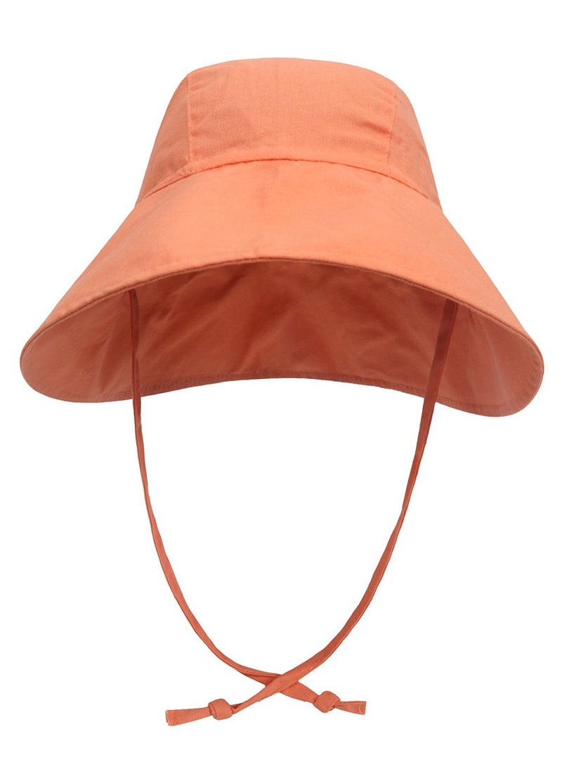 Children's Outdoor Sun Hat With Large Brim Orange Pink  - Image 1