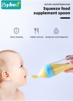 Bybeo 3 Pieces Baby Food Feeder, Silicone Baby Feeding Spoon with Standing Base for Infants Dispensing and Feeding, Squeeze Feeding Spoons for Boys Girl Kids, Self Feeding Bottle Spoon, BPA Free  - Image 2