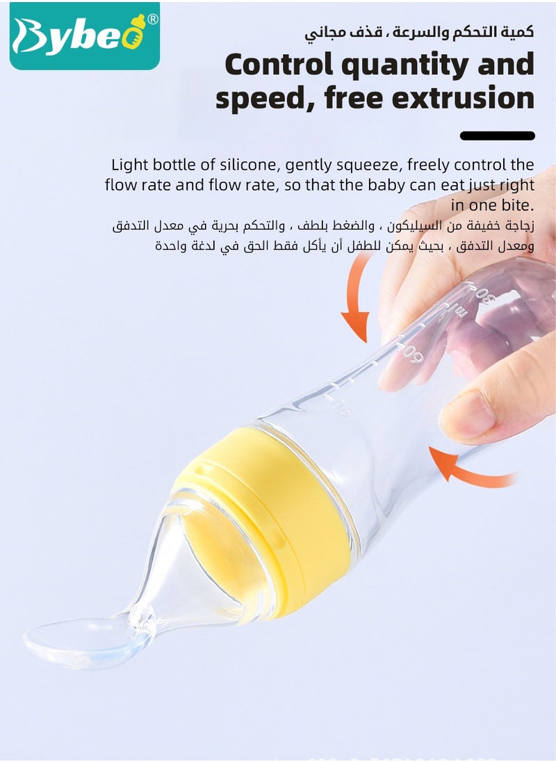 Bybeo 3 Pieces Baby Food Feeder, Silicone Baby Feeding Spoon with Standing Base for Infants Dispensing and Feeding, Squeeze Feeding Spoons for Boys Girl Kids, Self Feeding Bottle Spoon, BPA Free  - Image 5