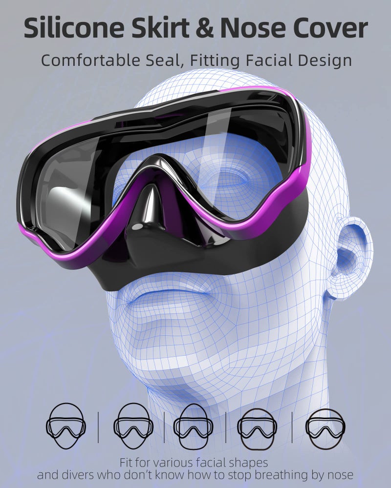 EverSport Swim Goggles Adult with Nose Cover for Women Men No Leak, Anti-Fog Clear Wide View Diving Mask Open Water Pool Swimming Goggles Silicone Shower Goggles Youth Snorkel Junior Nose Goggles - Image 3
