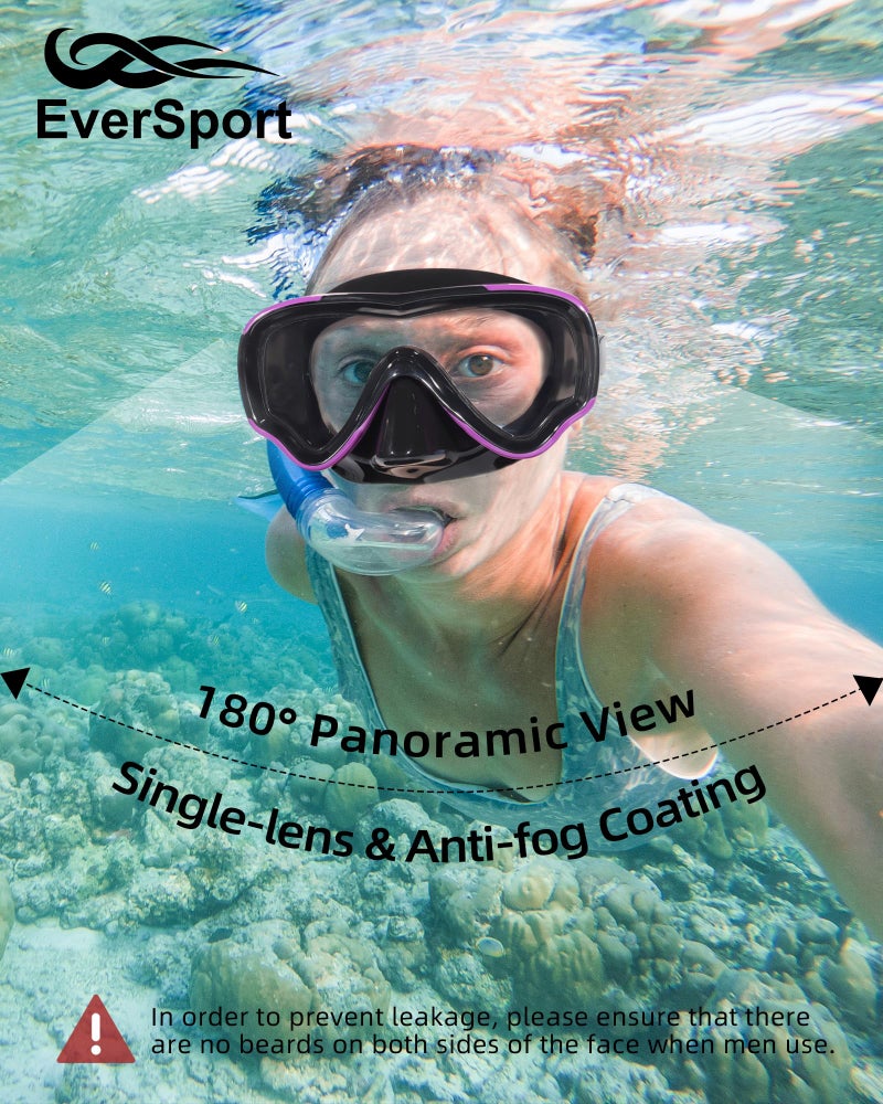 EverSport Swim Goggles Adult with Nose Cover for Women Men No Leak, Anti-Fog Clear Wide View Diving Mask Open Water Pool Swimming Goggles Silicone Shower Goggles Youth Snorkel Junior Nose Goggles - Image 2