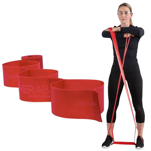 TheraBand Non-Latex CLX Consecutive Resistance Band Loops, Individual 5 Foot Pre-Cut, 9 Loops, Red, Medium, Beginner Level 3 - Image 1