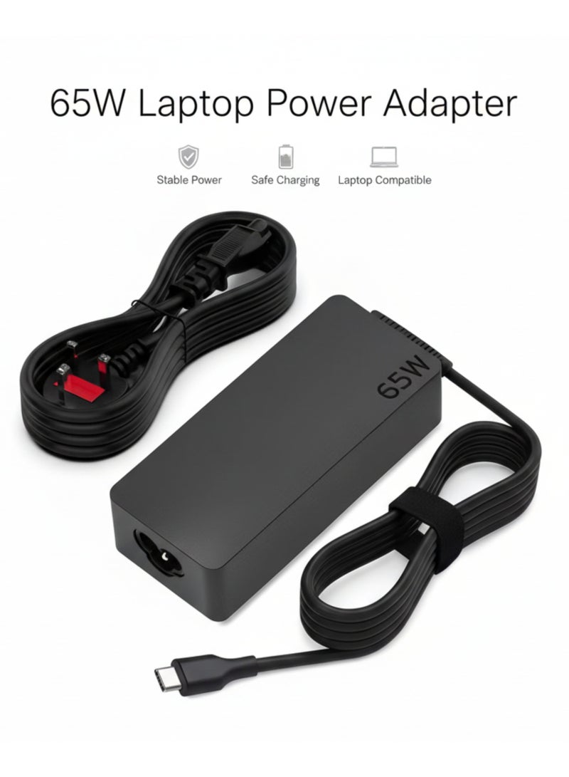 Alyashmac 65W USB-C Laptop Charger Type-C Power Adapter Compatible with Lenovo ThinkPad and IdeaPad - Image 1