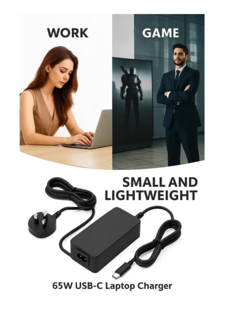 Alyashmac 65W USB-C Laptop Charger Type-C Power Adapter Compatible with Lenovo ThinkPad and IdeaPad - Image 2