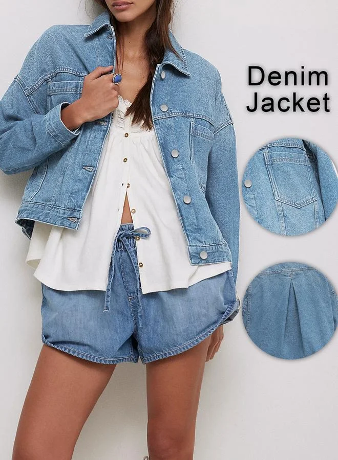 Take Two Blue Denim Jacket with Patch Pocket