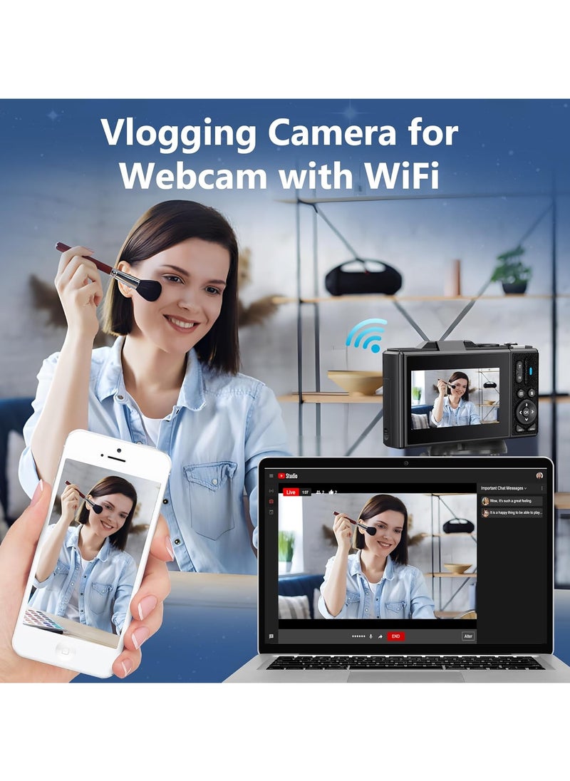 Generic - 64MP Digital Camera, 4K Digital Camera for Photography Video, 4K vlog camera with 64GB micro SD for YouTube with 3-inch flip screen, 18x digital zoom digital camera as a gift, Travel Camera - Image 1