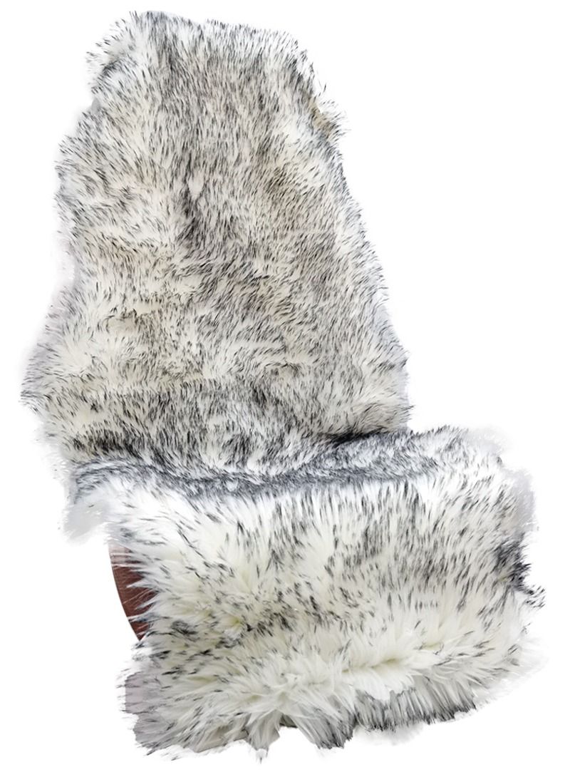 Sheepskin Fur Car Seat Covers, Universal Size Long Wool Car Seat Cushion for Adult Man Women, 1 Piece Seat white and gray Color - Image 2