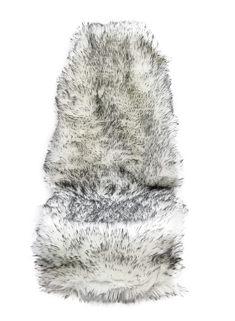 Sheepskin Fur Car Seat Covers, Universal Size Long Wool Car Seat Cushion for Adult Man Women, 1 Piece Seat white and gray Color - Image 3