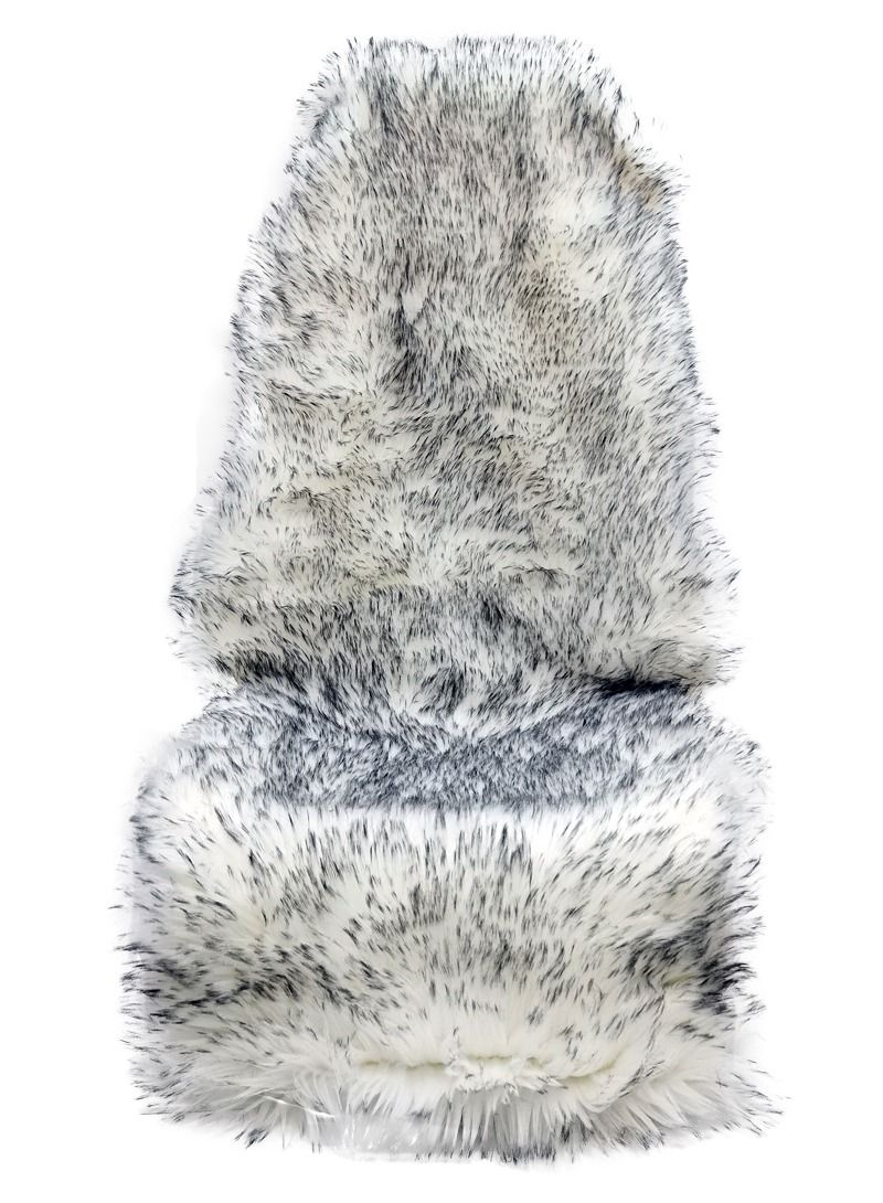 Sheepskin Fur Car Seat Covers, Universal Size Long Wool Car Seat Cushion for Adult Man Women, 1 Piece Seat white and gray Color - Image 1
