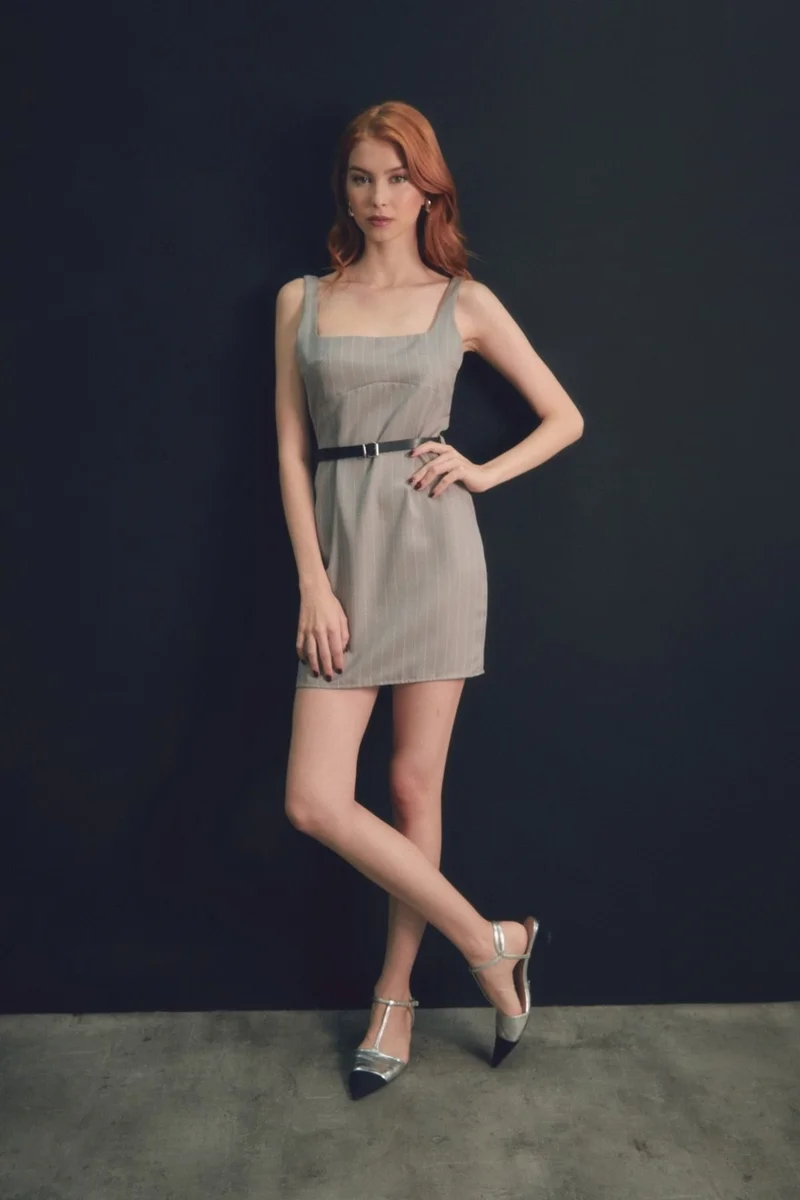 FullaModa Striped Belted Mini Dress