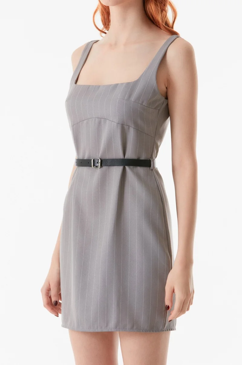 FullaModa Striped Belted Mini Dress
