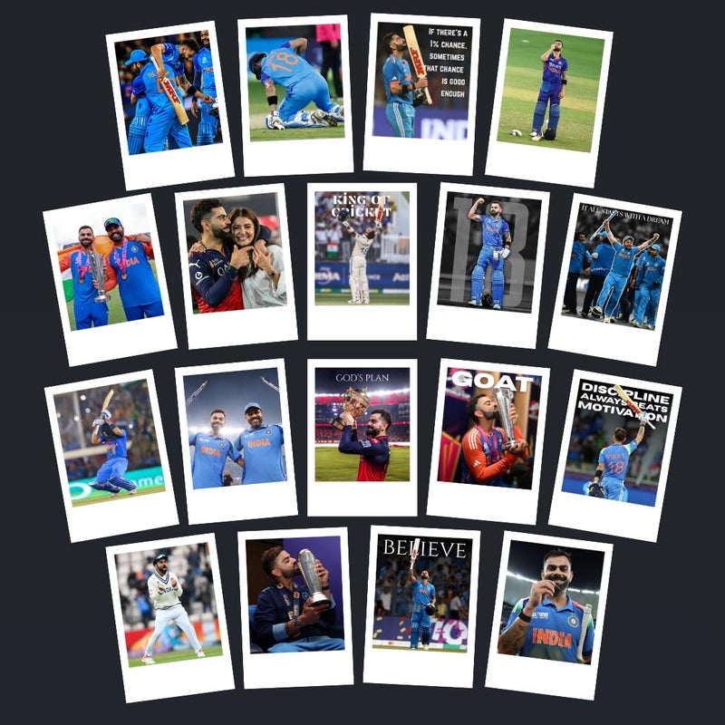 Funk You Virat Kohli Poster | Virat Kohli Compact Posters (8 x 6 cm) King Kohli Kit (Set of 18) | World Cup 2024, Indian Cricket Team, King Kohli Posters for Phone Accessories, Bedroom, Office, room decoration (Virat Kohli) - Image 1