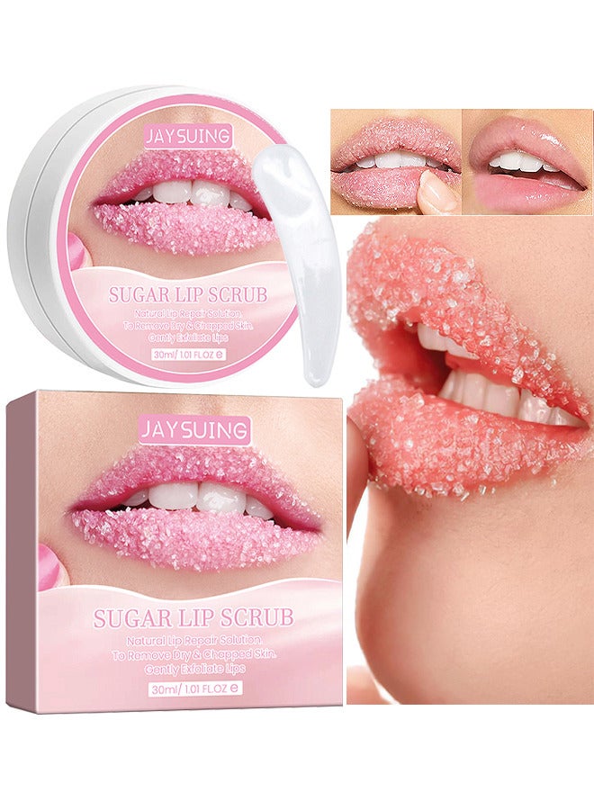 Jaysuing Sugar Lip Scrub, Lip Scrubs Exfoliator And Moisturizer With Lip Brush, Natural Gentle Lip Treatment, Peach Sugar Lip Scrub For Dry, Cracked And Dark Lips - Image 1