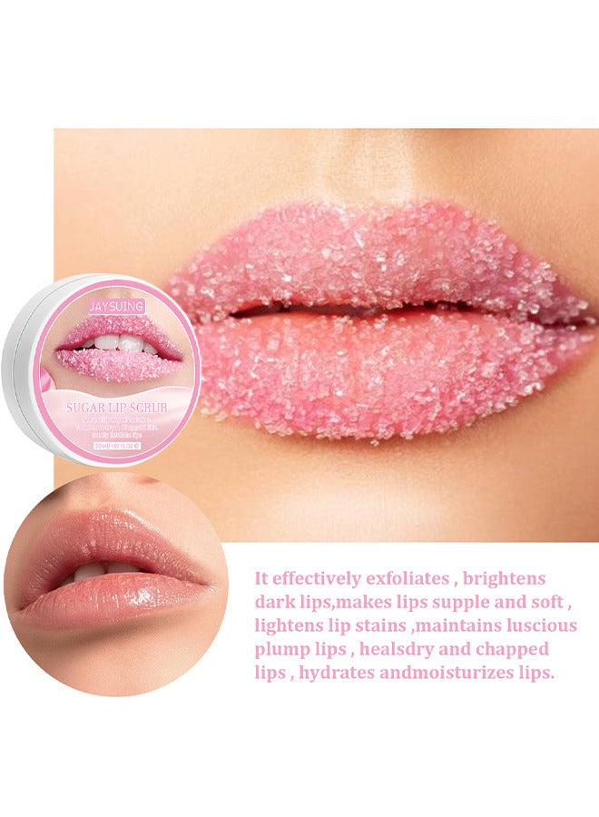 Jaysuing Sugar Lip Scrub, Lip Scrubs Exfoliator And Moisturizer With Lip Brush, Natural Gentle Lip Treatment, Peach Sugar Lip Scrub For Dry, Cracked And Dark Lips - Image 3
