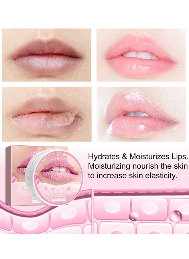 Jaysuing Sugar Lip Scrub, Lip Scrubs Exfoliator And Moisturizer With Lip Brush, Natural Gentle Lip Treatment, Peach Sugar Lip Scrub For Dry, Cracked And Dark Lips - Image 4