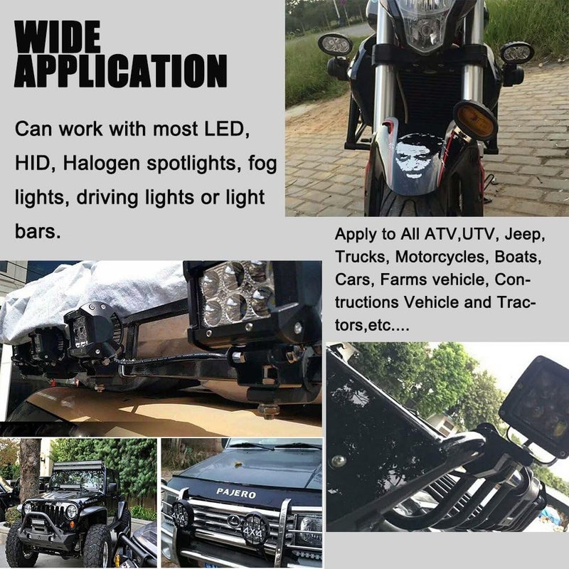 حوامل تركيب شريط الإضاءة للطرق الوعرة، مشبك أنبوب شريط الإضاءة LED الأفقي، يناسب قضبان الثور مقاس 0.75"/1"/1.25" وحوامل السقف وحامل قفص التدحرج لمركبات ATV وUTV والشاحنات، عبوة من قطعتين - Image 5