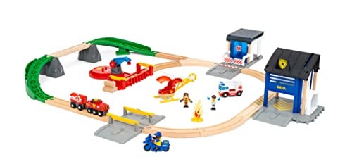 BRIO World 36025 Rescue Team Train Set 44Piece Interactive Toy for Kids Age 3 and Up MultiLevel Railway Play FSCCertified European Beech Wood - Image 5