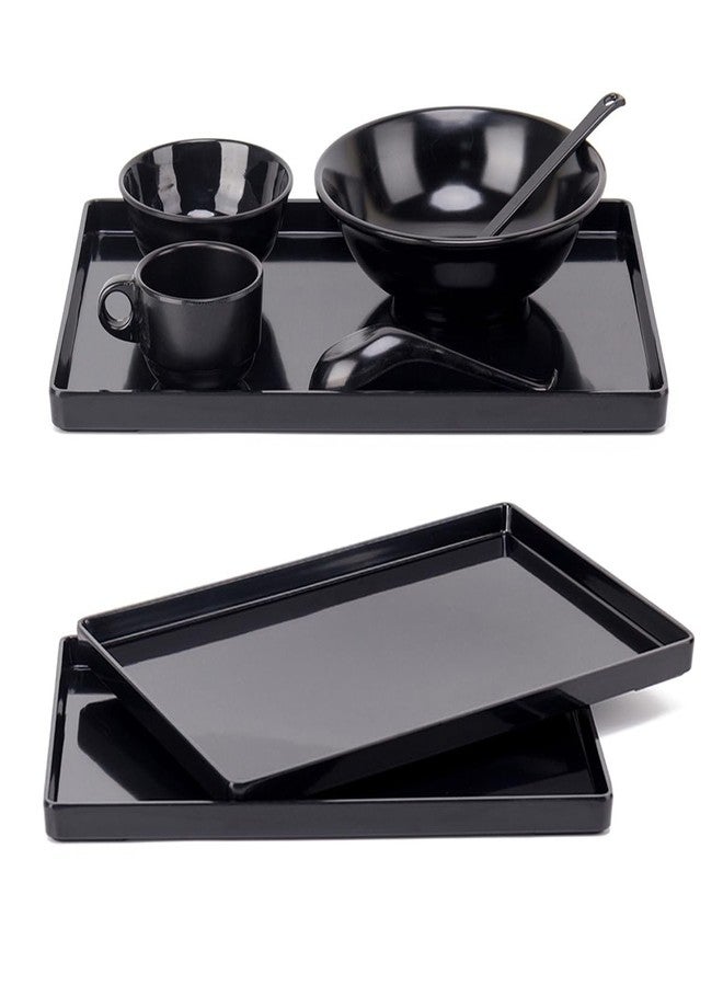 Yakri Acrylic Collection Serving Trays& Platter for Kitchen,Beverage,Drink,Food or Bathroom,YAT-08410,Black (L30xW20x2cm) - Image 3