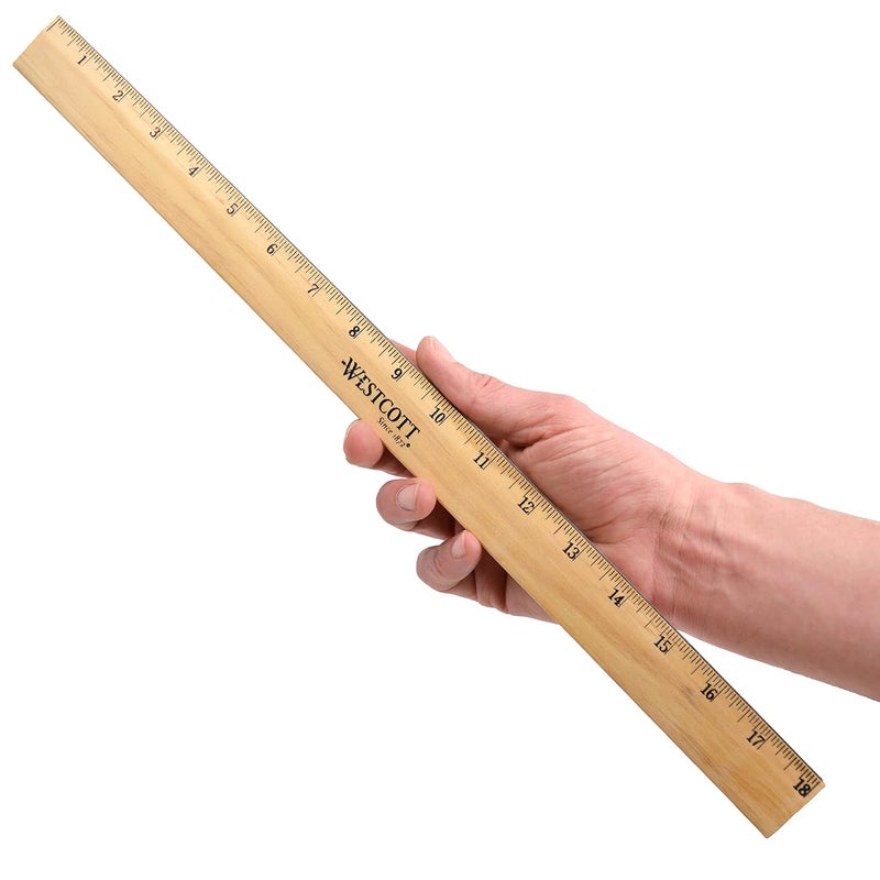 Westcott Westcott 05018 Beveled Wooden Ruler with Single Metal Edge 18 Inch - Image 5