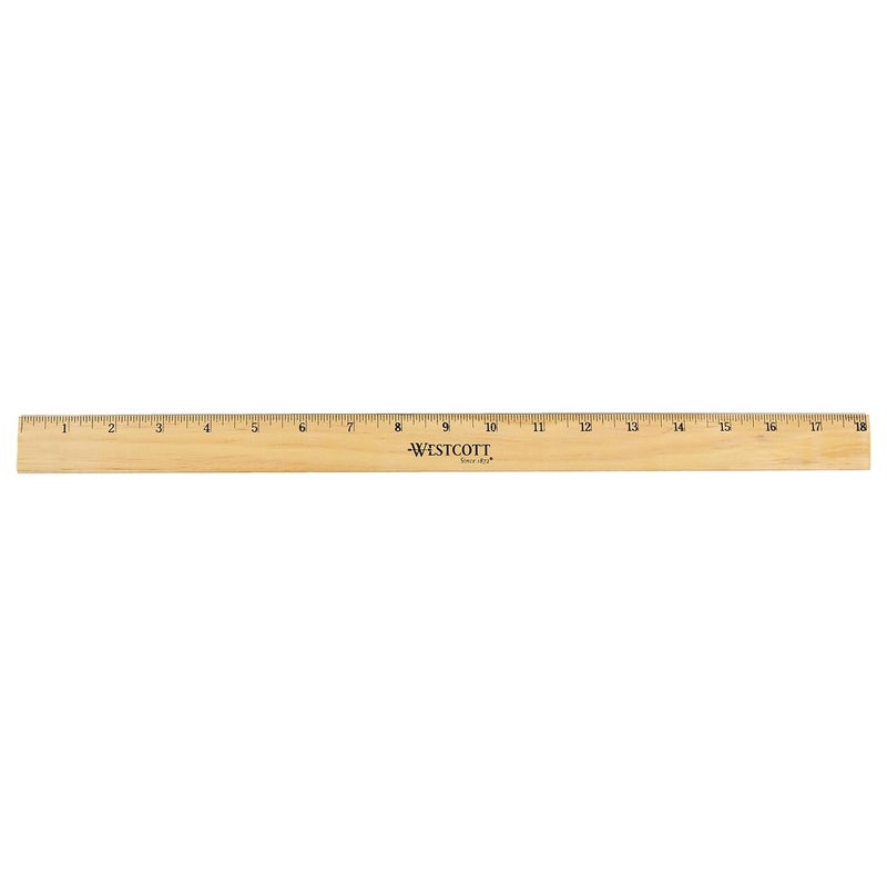 Westcott Westcott 05018 Beveled Wooden Ruler with Single Metal Edge 18 Inch - Image 1