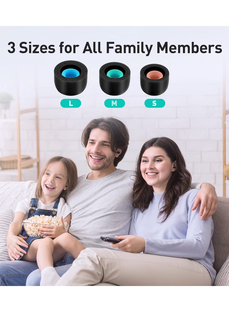 SOLARAE رؤوس من رغوة الذاكرة لسماعات سوني WF-1000XM4 / WF-1000XM3، رؤوس أذن بديلة مضادة للانزلاق لسماعات سوني اللاسلكية الحقيقية، تناسب علبة الشحن، إلغاء الضوضاء المثالي، 3 أزواج (أحجام متنوعة، أسود) - Image 3