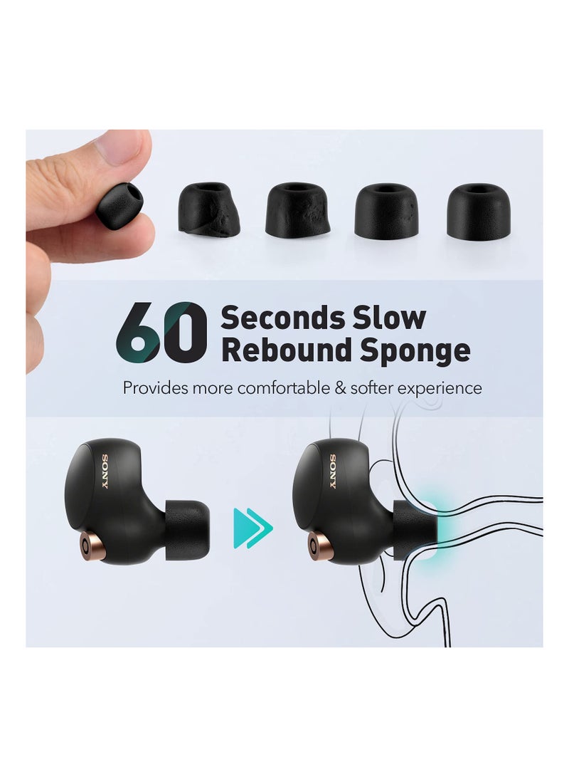 SOLARAE رؤوس من رغوة الذاكرة لسماعات سوني WF-1000XM4 / WF-1000XM3، رؤوس أذن بديلة مضادة للانزلاق لسماعات سوني اللاسلكية الحقيقية، تناسب علبة الشحن، إلغاء الضوضاء المثالي، 3 أزواج (أحجام متنوعة، أسود) - Image 5