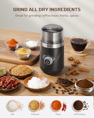 SHARDOR Adjustable Coffee Bean Grinder Electric, Herb/Spice, Espresso Grinder with 1 Removable Stainless Steel Bowl, Matte Black - Image 4