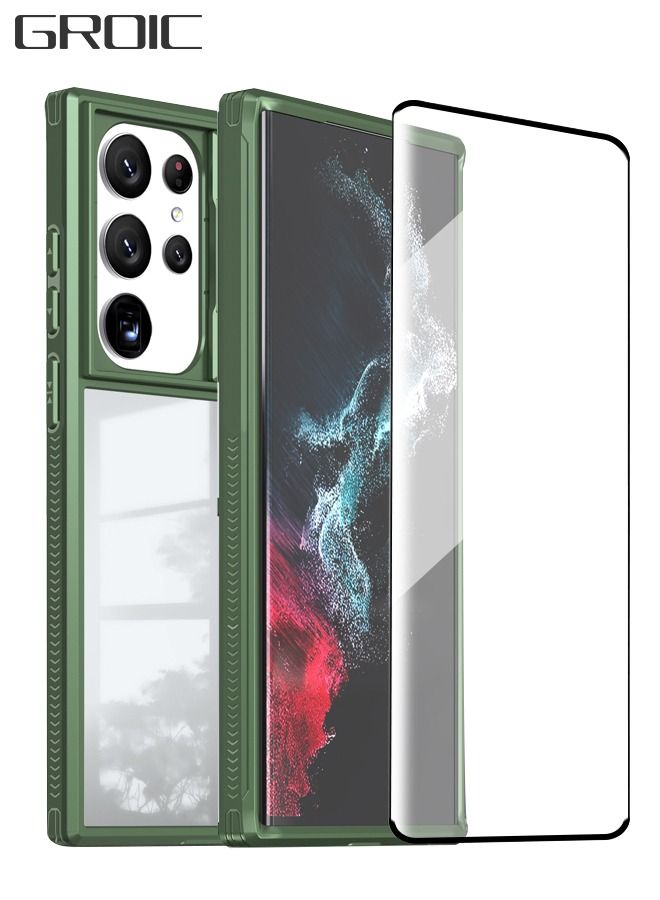 GROIC Case for Samsung Galaxy S23 Ultra 6.8" Case with Tempered Screen Protector Glass, Protective Hard Back & Soft Bumper Shockproof Upgraded Slide Camera Cover Slim Clear Case - Image 1