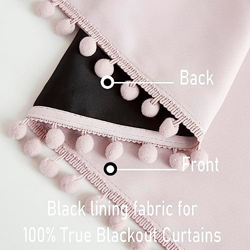 Treatmentex Pink Blackout-Curtains for Bedroom Pom Pom Thermal Insulated 100% Full Blackout Curtain Panels for Girls Baby Nursery Room 84 inch Energy Efficient Window Drapes for Kids 52"w x2 Panels Rod Pocket - Image 3