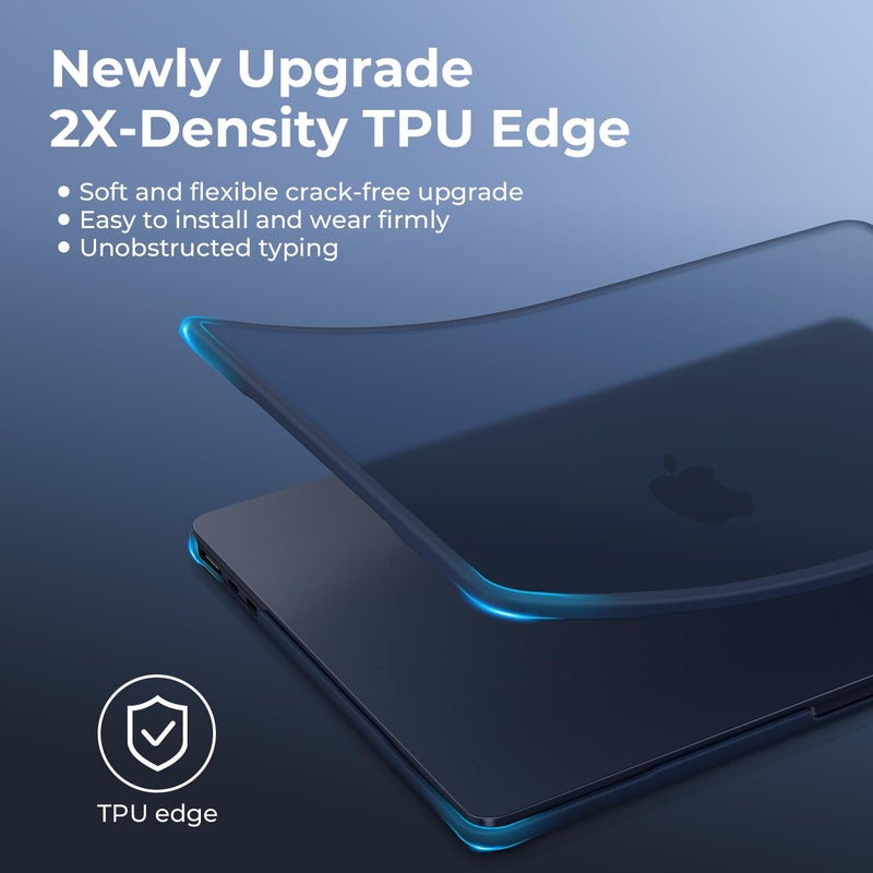 BlueSwan Anti-Cracking Case for MacBook Air 13 inch, M5 2026 M4 M3 M2 2025-2022 A3449 A3240 A3113 A2681, Drop Protection Soft TPU Bumper PC Base for Air 13.6 inch, Frosted Midnight - Image 4