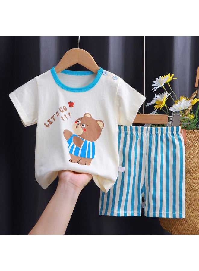 New Children's Wear Short-sleeved Suit Children's Short-sleeved Shorts Girls' Summer One-piece Boys' T-shirt Two-piece Baby Clothes
