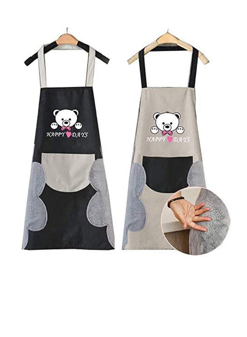 Excefore Men and Women's Adjustable Cute Apron with Pocket & Extra-Long Ties (Black and Gray)-2 Pieces - Image 1