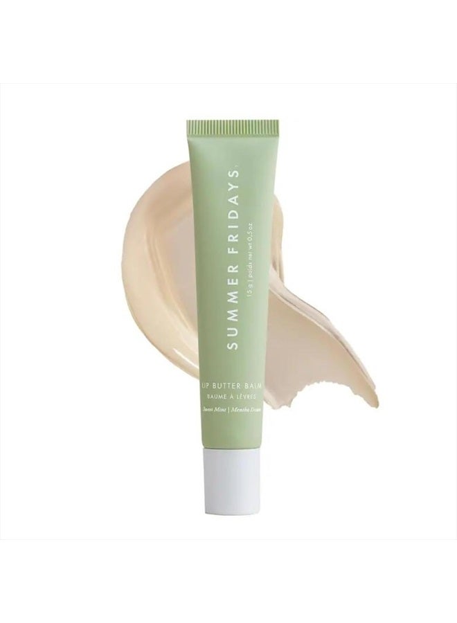 SUMMER FRIDAYS بلسم زبدة الشفاه - قناع مرطب للشفاه وبلسم للشفاه لترطيب فوري، لمعان وترطيب - لون شفاف، عناية مهدئة للشفاه - نعناع حلو (0.5 أونصة) - Image 1