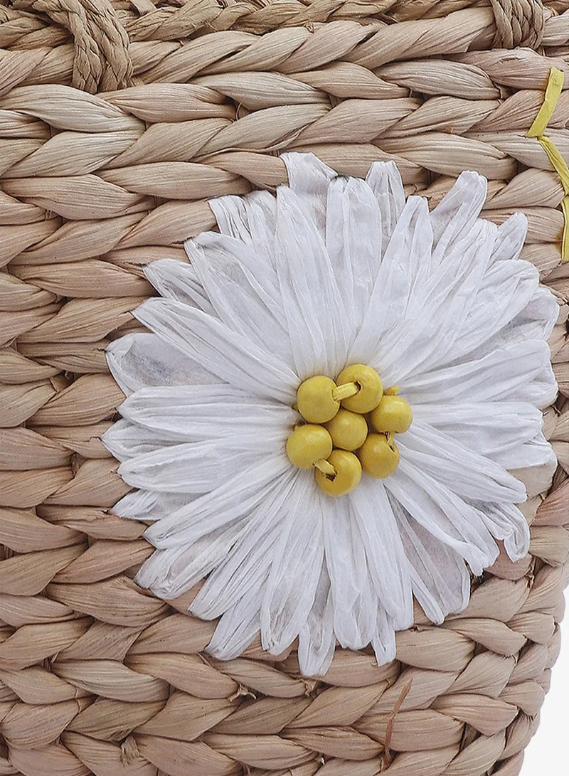 London Rag Dark Beige Dark Beige Floral Woven Basket Bucket Bag for Women | Best Price UAE