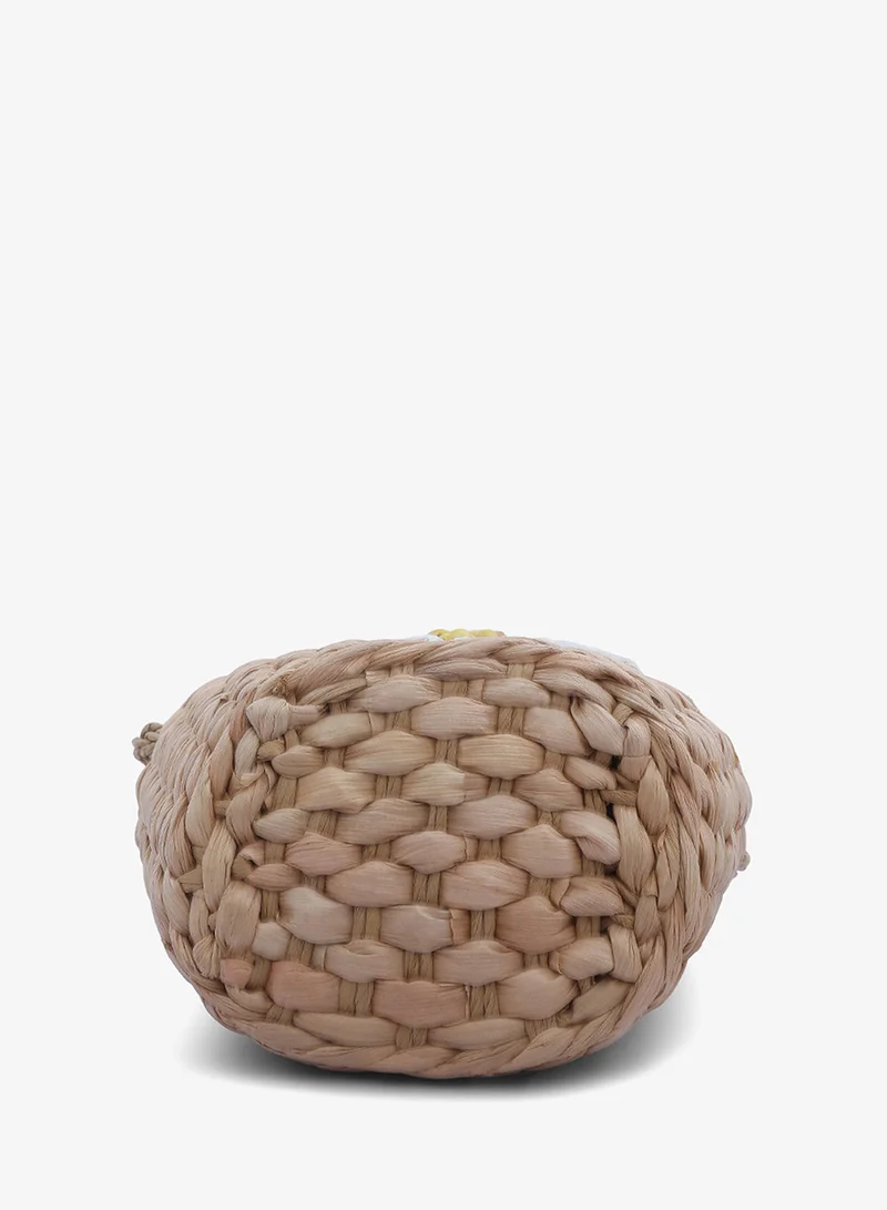London Rag Dark Beige Dark Beige Floral Woven Basket Bucket Bag for Women | Best Price UAE