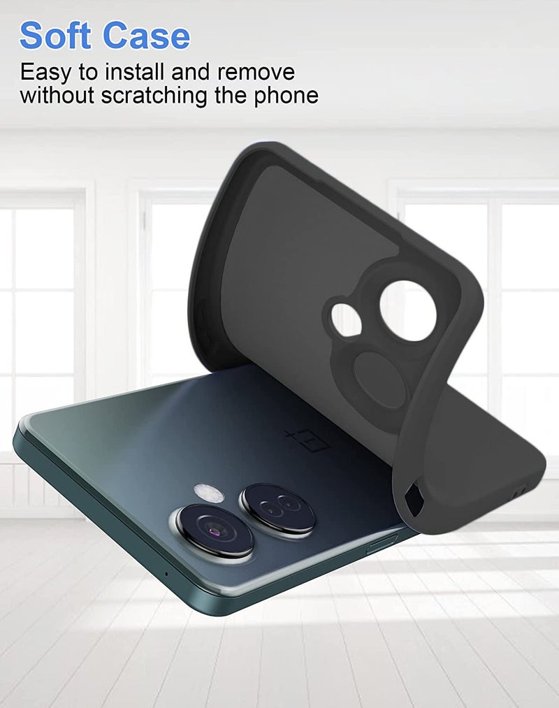 DIZORO Microfiber Candy Case Compatible for Oneplus Nord CE3 Lite 5G Smooth Touch Cushion Liquid Soft Silicone Gel Rubber Phone Cases Non-Slip Full Body Protective Shockproof Back Cover - Black - Image 4