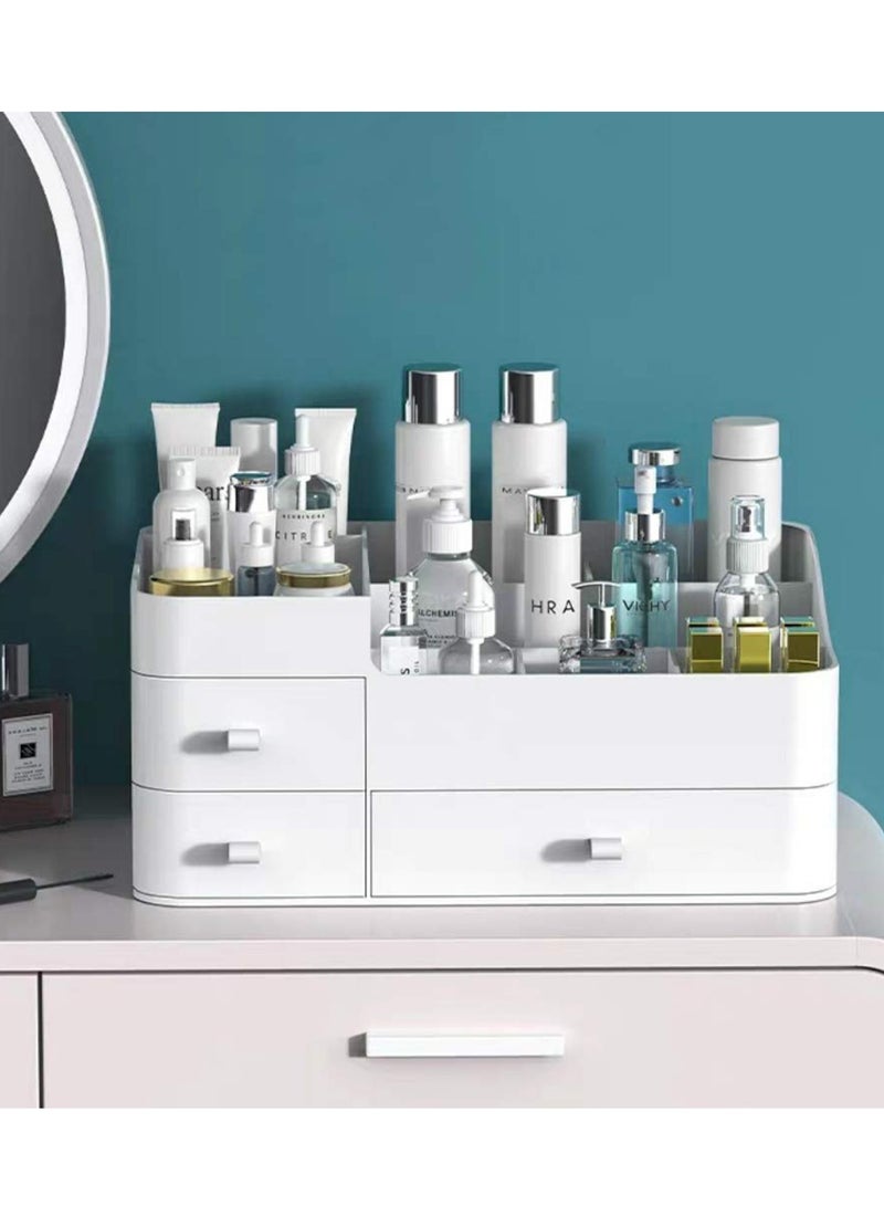 SYOSI Makeup Organizer for Vanity, Large Capacity Desk Organizer with Drawers for Cosmetics, Lipsticks, Jewelry, Nail Care, Skincare, Ideal for Bedroom and Bathroom Countertops   Large White - Image 1