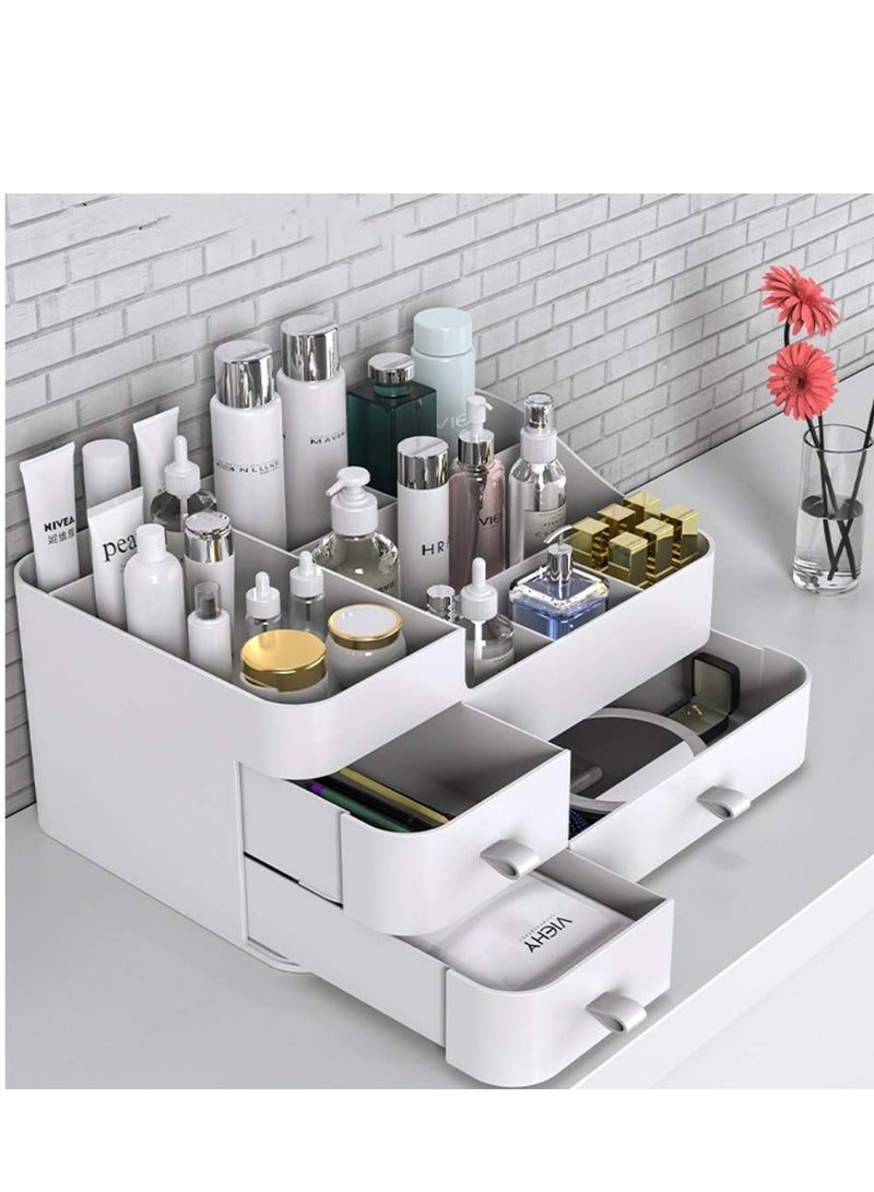 SYOSI Makeup Organizer for Vanity, Large Capacity Desk Organizer with Drawers for Cosmetics, Lipsticks, Jewelry, Nail Care, Skincare, Ideal for Bedroom and Bathroom Countertops   Large White - Image 5