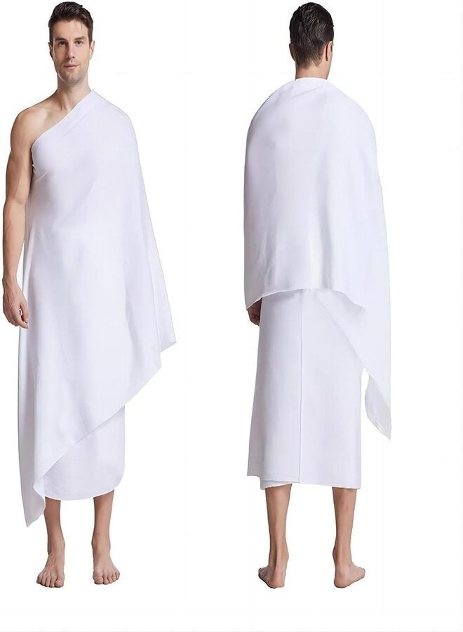 Ihram 2-Piece Hajj And Umrah Religious Cloth For Men Ahram Ehram Soft White - Image 1