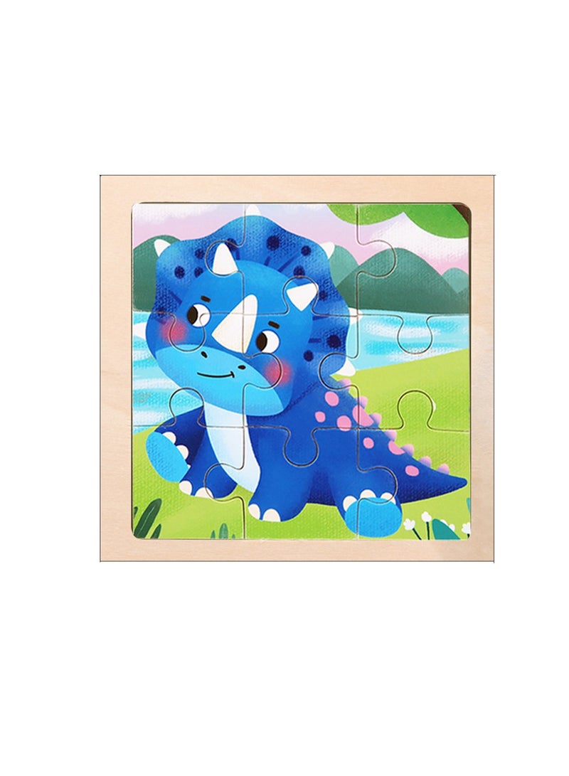 Children's Educational Wooden Cartoon Triceratops Jigsaw Puzzles Suitable Gift Bag Pack - Image 1
